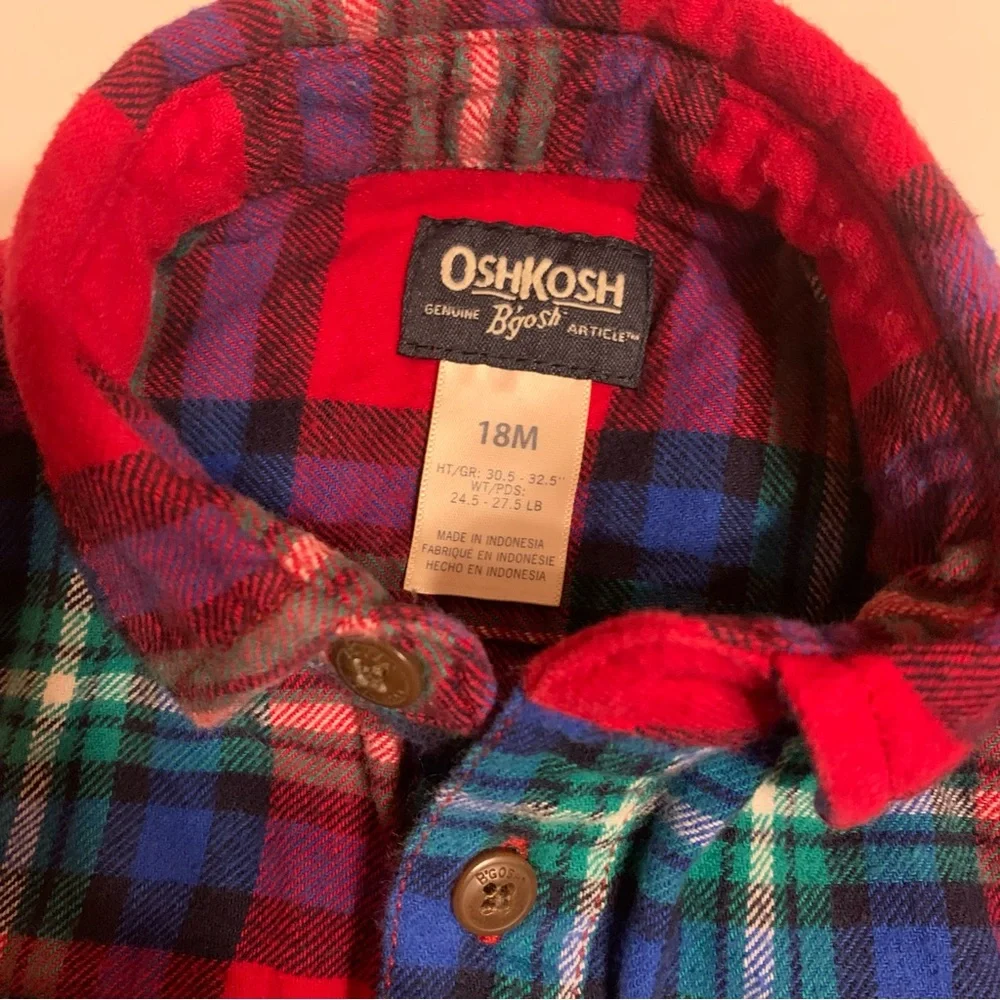 OshKosh B'gosh Plaid Flannel Baby One Piece Body Suit 18M